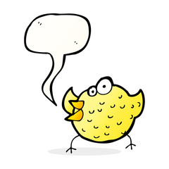 cartoon happy bird with speech bubble