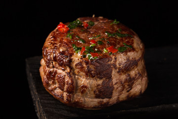 Grilled Steak Meat on the wooden surface