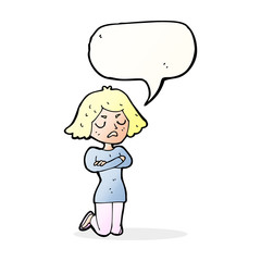 cartoon annoyed woman with speech bubble