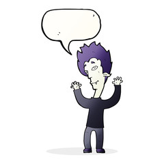 cartoon vampire man with speech bubble