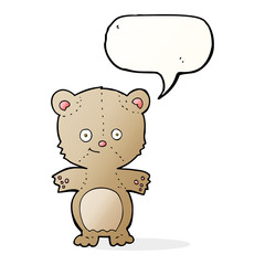 cartoon teddy bear with speech bubble