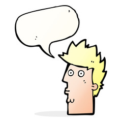 cartoon surprised face with speech bubble