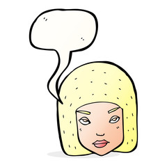 cartoon annoyed female face with speech bubble