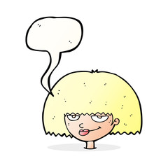 cartoon mean female face with speech bubble