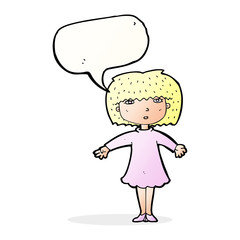 cartoon surprised woman with speech bubble