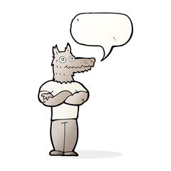 cartoon werewolf with speech bubble