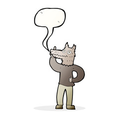 cartoon werewolf with idea with speech bubble