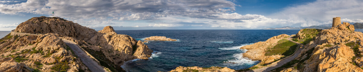Fototapeta na wymiar Panoramic view from la Pietra at Ile Rousse in Corsica