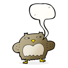 cartoon suspicious owl with speech bubble