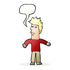 cartoon confused man with speech bubble