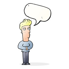 cartoon arrogant man with speech bubble