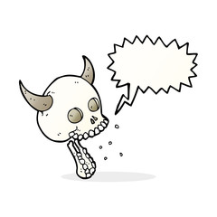 cartoon spooky skull with speech bubble