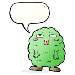 funny cartoon monster with speech bubble
