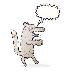 cartoon big bad wolf with speech bubble