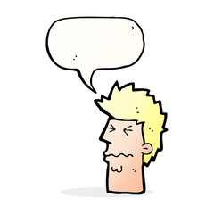 cartoon stressed out face with speech bubble