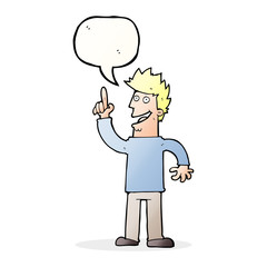 cartoon man with great new idea with speech bubble