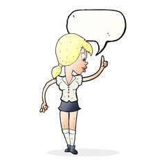 cartoon girl with idea with speech bubble