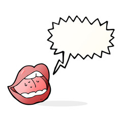 cartoon open mouth with speech bubble