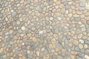 Decorative floor pattern of gravel stones