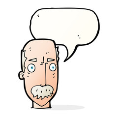 cartoon annoyed old man with speech bubble