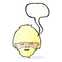 cartoon bearded man with speech bubble