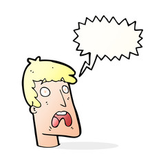 cartoon shocked man with speech bubble
