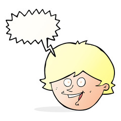 cartoon happy boy face with speech bubble