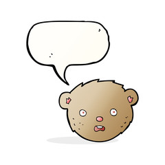 cartoon teddy bear face with speech bubble