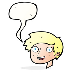 cartoon happy boy face with speech bubble