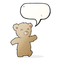cartoon teddy bear with speech bubble