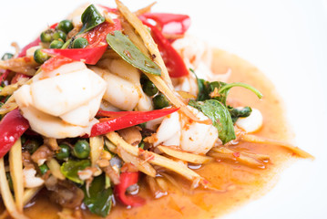 Spicy seafood stir fried