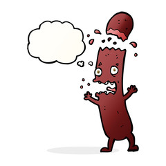 cartoon sausage with speech bubble