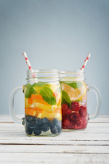 Detox drinks with fresh fruits
