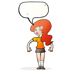 cartoon pretty woman with speech bubble