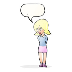 cartoon annoyed woman with speech bubble