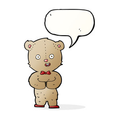 cartoon teddy bear with speech bubble