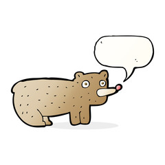 funny cartoon bear with speech bubble