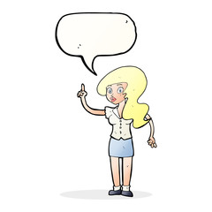 cartoon pretty woman with idea with speech bubble