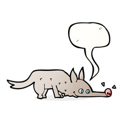 cartoon dog sniffing floor with speech bubble