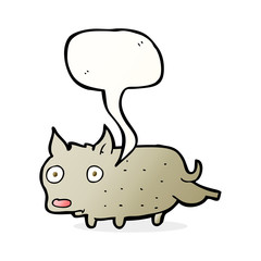 cartoon little dog cocking leg with speech bubble