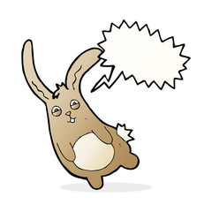 funny cartoon rabbit with speech bubble