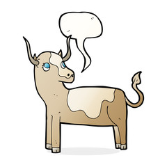 cartoon cow with speech bubble