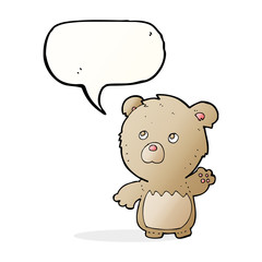 cartoon teddy bear with speech bubble