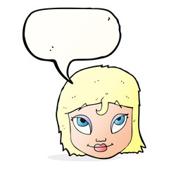 Obraz premium cartoon woman smiling with speech bubble