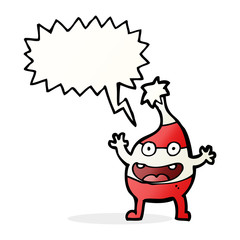 cartoon funny christmas creature with speech bubble