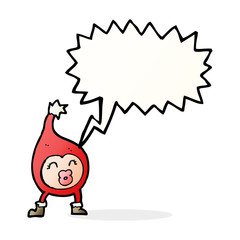 cartoon funny christmas creature with speech bubble