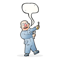 Fototapeta premium cartoon mechanic with speech bubble