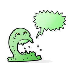 cartoon gross ghost with speech bubble