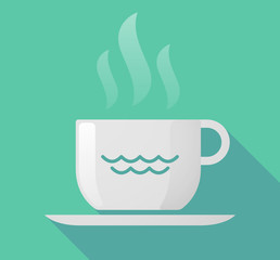 Long shadow cup of coffee with  a water sign