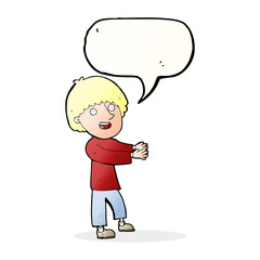 cartoon happy man showing with speech bubble